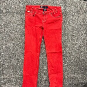 Free Spirit Womens Red Skinny Jeans Size 28 Contrast Stitching Bold‎ Denim